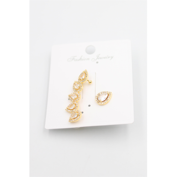 Taşlı Kıkırdak Küpe - Altın