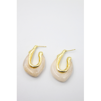 Akrilik Küpe - Krem