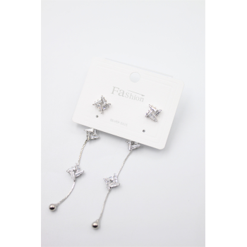 Zirkon Taşlı Küpe - Gümüş