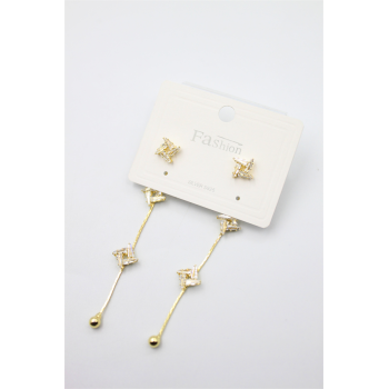 Zirkon Taşlı Küpe - Altın