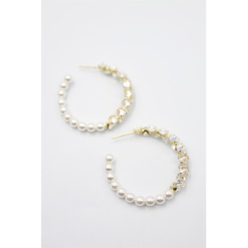 Zirkon Taşlı Küpe - Altın