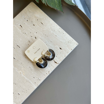 Taşlı Küpe - Siyah