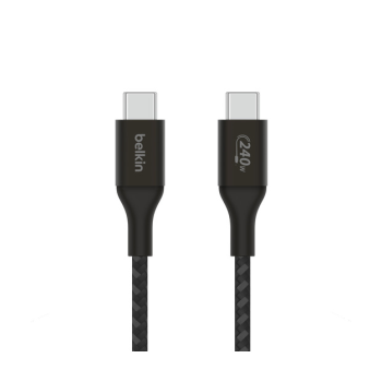 Belkin CAB015 Boostcharge Örgülü USB-C Den USB-Cye 240W 1M Kablo - Siyah
