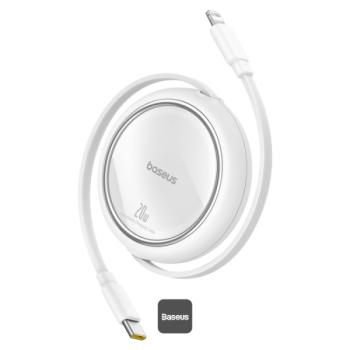 Baseus Free2pull Makaralı Şarj Kablosu USB-C-Lightning 20W 1M. - Beyaz