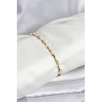 Pirinç Gold Renk VIP Seri Kemik Model Zirkon Taşlı Kadın Bileklik - Lisinya