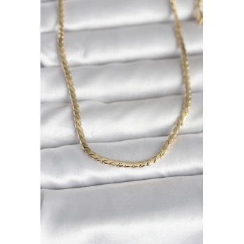 CM 14K Gold Renk Yassı Model 60 cm Kadın Kolye - Lisinya
