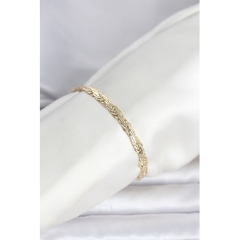 CM 14K Gold Renk Ezme Sarmal Zincir Model Kadın Bileklik - Lisinya