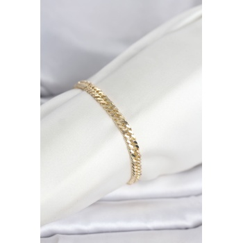 CM 14K Gold Renk Kalın Zincir Model Kadın Bileklik - Lisinya