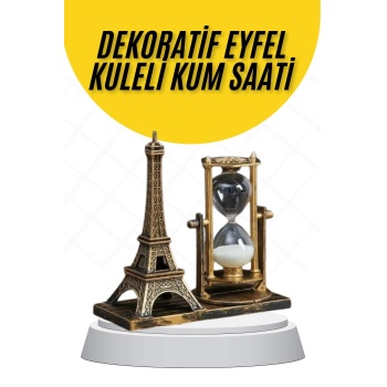 Dekoratif Eyfel Kulesi ve Kum Saati Vintage Tarzı Masa Süsü Biblo - Lisinya
