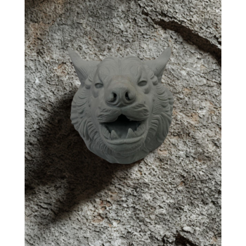 Gri Kurt Duvar Dekoru Asılabilir Dekoratif Heykel Tasarım - Lisinya