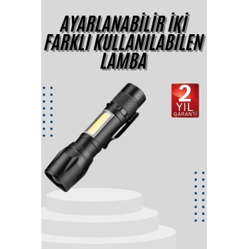 EL Feneri Uzun Menzilli Usb Şarj Edilebilir Kamp Lambası - Lisinya