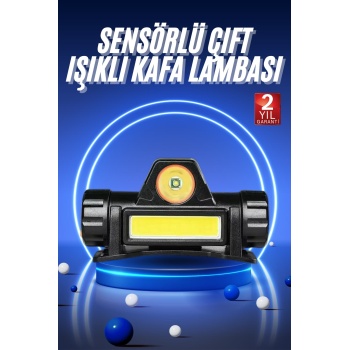 Ledli Şarjlı Kafa Lambası LED Şarjlı Su Geçirmez Kafa Feneri - Lisinya