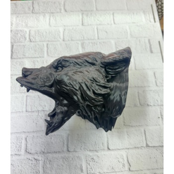 3D Siyah Ayı Başı Duvar Dekoru Modern Asılabilir Heykel 25x19 cm - Lisinya