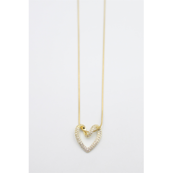 Taşlı Kalp Kolye - Altın