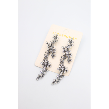 Taşlı Mercan Küpe - Siyah