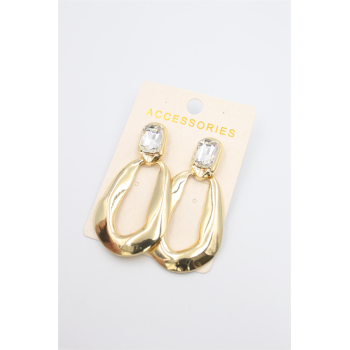 Taşlı Metal Küpe - Beyaz