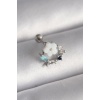 316L Çelik Gümüş Renk Zirkon Taş Detay Beyaz Çiçek Model Tragus Piercing -