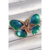 Pirinç Gold Renk Turquaz Model Zirkon Taş Detaylı Kelebek Model Kadın Broş -