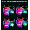Led Işıklı Eğlence Bardakları - 3 Modlu Renk Değiştiren Bardak 12 Adet - Lisinya