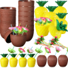 Ananas  Hindistan Cevizi Tasarımlı Pipetli Bardak Seti (6 Adet) - Lisinya