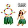 Yetişkin Hawaii Kostüm Seti - Yaprak Etek  Hawaii Set - 5 Parça - Lisinya