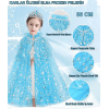 Karlar Ülkesi Elsa Frozen Mavi Pelerin – 80 Cm Kar Desenli Çocuk Pelerini ( Taç Hariç ) - Lisinya