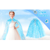 Karlar Ülkesi Elsa Frozen Mavi Pelerin – 80 Cm Kar Desenli Çocuk Pelerini ( Taç Hariç ) - Lisinya