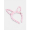 Led Işıklı Peluş Pofuduk Tavşan Kulak Tavşan Taç Pembe 17X23 cm