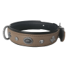 Deri Doğal Taşlı Köpek Boyun Tasması 28-33 cm X-Small Taba