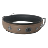Deri Doğal Taşlı Köpek Boyun Tasması 28-33 cm X-Small Taba