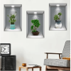 Pratik 3d Çiçek Vazo Duvar Sticker 3 Lü Set Gri Fon ( Lisinya )