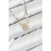 Pirinç Zirkon Taşlı Kutup Yıldızı Model Ezme Zincir Gold Renk Kadın Kolye -