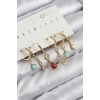 Pirinç Zirkon Taşlı Sallantılı Model Gold Renk 6lı Küpe Set -