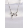 316L Çelik Zincir Gümüş Renk Zirkon Taşlı Kalp Detay Fiyonk Kolye - Lisinya