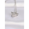 316L Çelik Zincir Gümüş Renk Zirkon Taşlı Kanatlı Kalp Kolye - Lisinya