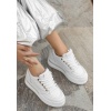 Lulu Beyaz Cilt Bağcıklı Spor Ayakkabı - Lisinya