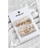 Pirinç Karışık Halka Model Gold Renk 6 Çift Kadın Küpe Set - Lisinya