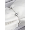 316L Çelik Beyaz Sedef Yonca Model Gümüş Renk Kadın Bileklik - Lisinya