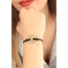 LUCKY (Şanslı) Siyah Deri İpli Unisex Mood Bileklik - Lisinya