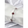 316L Çelik Gümüş Renk Bordo Baby Boy Yonca Kadın Bileklik - Lisinya