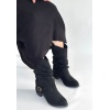 Canty Siyah Süet Körüklü Topuklu Çizme - Lisinya
