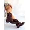 Canty Kahverengi Süet Körüklü Topuklu Çizme - Lisinya