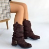 Canty Kahverengi Süet Körüklü Topuklu Çizme - Lisinya