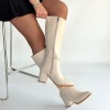 Jeoli Bej Cilt Topuklu Çizme - Lisinya
