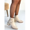 İnay Bej Cilt Topuklu Bot - Lisinya