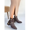 İnay Kahverengi Cilt Topuklu Bot - Lisinya