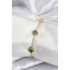 316L Çelik Gold Renk Yeşil Baby Boy Yonca Kadın Bileklik - Lisinya