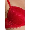 Dolgusuz Full Dantelli Sütyen Takımı Kırmızı