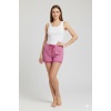 Bambu Fitilli Kadın Ev Şortu Bacak Dantel Detaylı Ev Giyim Fuşya
