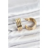 3lü Görünüm 316L Çelik Gold Renk Kadın Küpe -